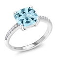 thumbnail image 2 of Gem Stone King 925 Sterling Silver Sky Blue Topaz Engagement Ring for Women (2.86 Cttw, Cushion Cut 8MM, Gemstone Birthstone, Available in Size 5, 6, 7, 8, 9), 2 of 5