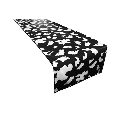 

Cotton Print Table Runner Animal Cow Spots White on Black