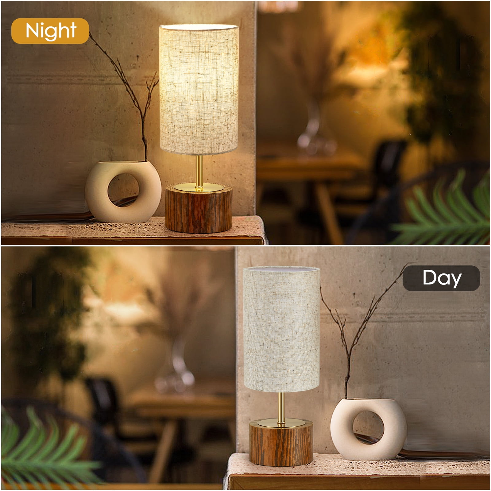 NATYSWAN Small Table Lamps for Bedroom,Modern Touch Lamps Set of 2 with USB Ports and Fabric Shade, Minimalist Desk Lamp for Living Room Office Dorm Kids Room