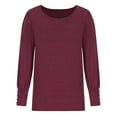thumbnail image 4 of Women's Puff Long Sleeve Tunic Tops Elegant Casual Crewneck Solid Color Blouses Buttons Loose Fit Pullover T Shirts, 4 of 6