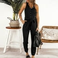 thumbnail image 2 of gakvbuo Jumpsuits For Women Summmer Dressy Wedding Fashion Women's Casual Solid Color Sleeveless Suspenders V Neck Lacing Jumpsuit, 2 of 6