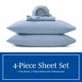 thumbnail image 6 of Wamsutta 1846 4-Piece 400 Thread Count Faded Denim Egyptian Giza Cotton Percale Bed Sheets, Queen-Deep Pocket, 6 of 10