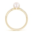 thumbnail image 2 of Angara Japanese Akoya Cultured Pearl Twist Shank Ring with Diamonds in 14K Yellow Gold for Women | June Birthstone Jewelry for Her, 2 of 8