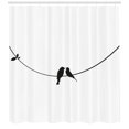 thumbnail image 2 of Bird on a Wire Shower Curtain, Simplistic Love Themed Image of Romantic Couple Birds, Fabric Bathroom Set with Hooks, 69W X 84L Inches Extra Long, Charcoal Grey and White, by Ambesonne, 2 of 2