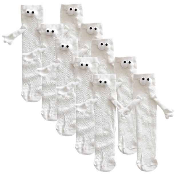 Calcetas Largas Modernas MagSoxWhite 5Pares Blanco 5-9.5US Animados Calcetines Tubo Medio Magnéticos Poliéster.