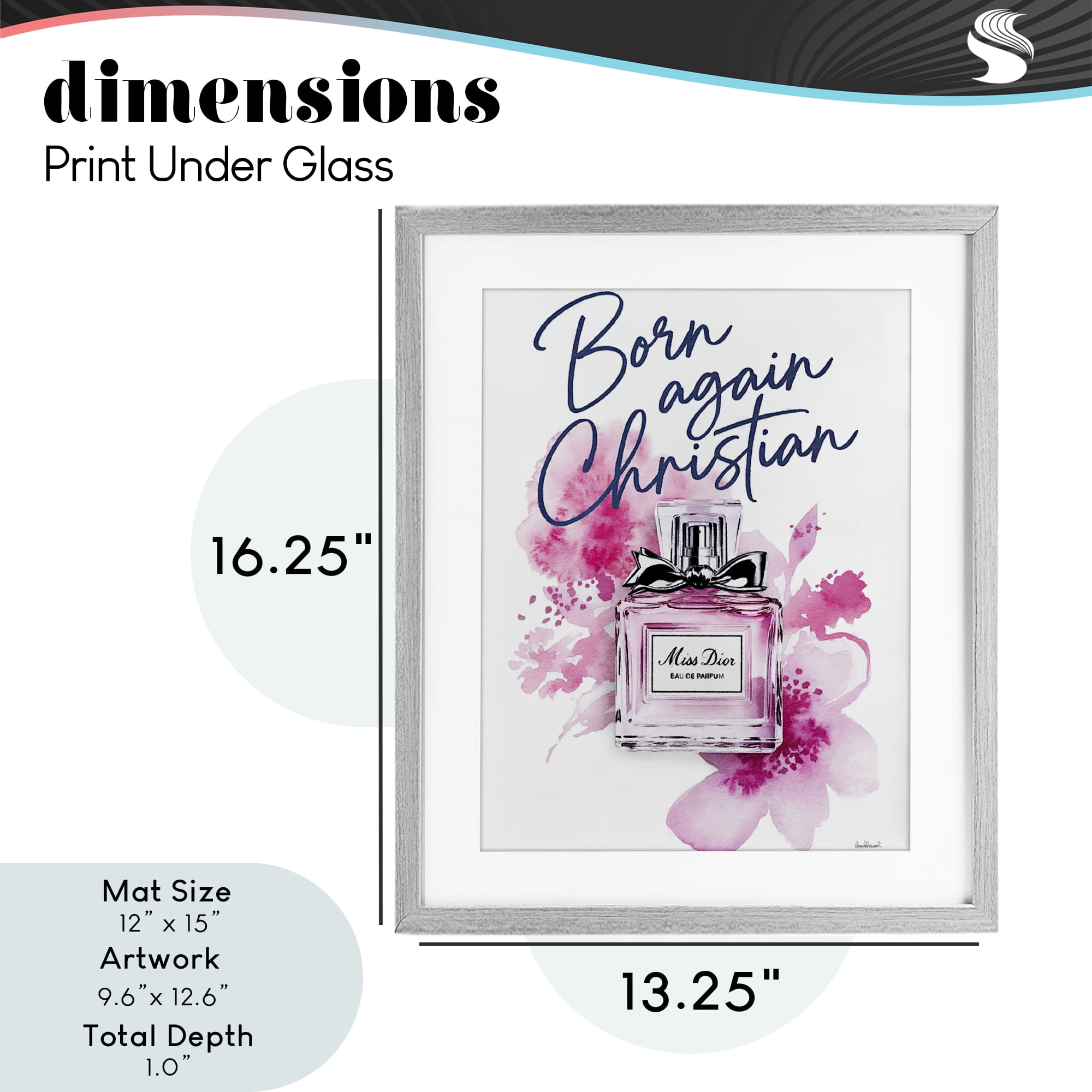 Born Again Christian with Fragrance Gray Framed Print Under Glass, design by Amanda Greenwood