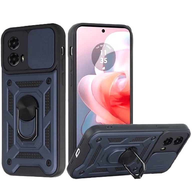 For Moto G 5G 2024 Case,with HD Screen Protector,[Slide Camera Cover], Full- Body Military Grade Rugged Drop Protective Case With Magnetic Shockproof Kickstand For Moto G 5G 2024 (Blue
