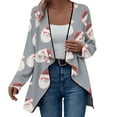 thumbnail image 2 of Ounisa Women's Open Front Cardigan Christmas Tree Snowman Snowflake Santa Claus Elkhorn Graphic Shirt with Pockets Long Sleeve Lightweight Coat, 2 of 7