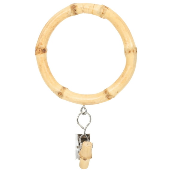 Natural Bamboo Drapery Eyelet Curtain Ring Hook Pin Hanging Ring Drapery Rod Loop