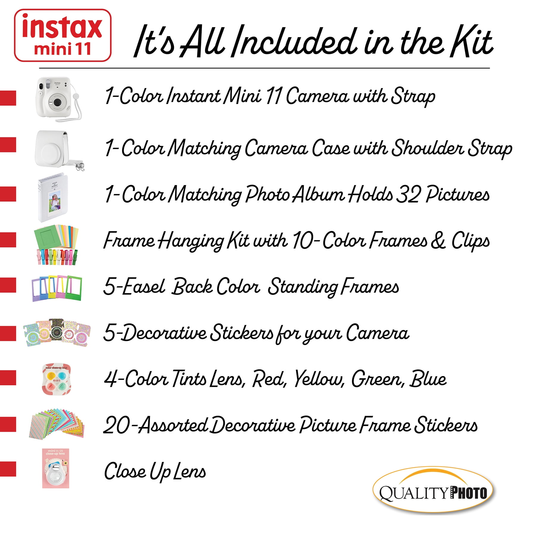 Fujifilm Instax Mini 11 Instant Camera with Case, Album and More Accessory Kit Charcoal Gray