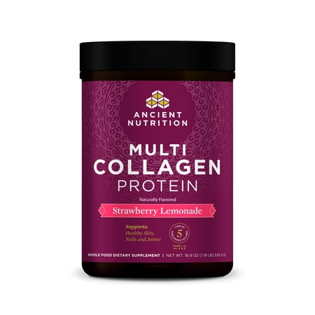 Ancient Nutrition Collagen Protein, Strawberry Lemonde, 9g Protein, 18.9oz