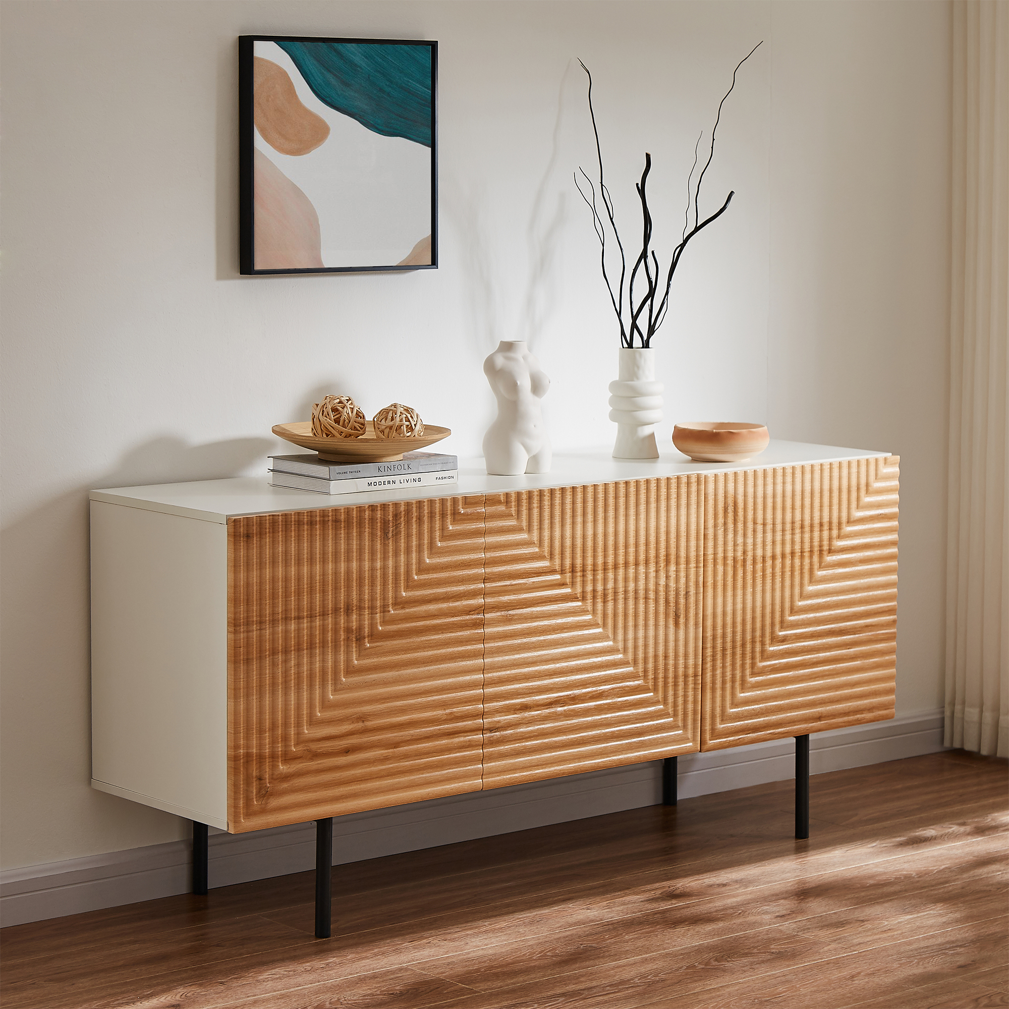 Roomfitters Mid Century TV Stand for TV's up to 65" Sideboard Credenza