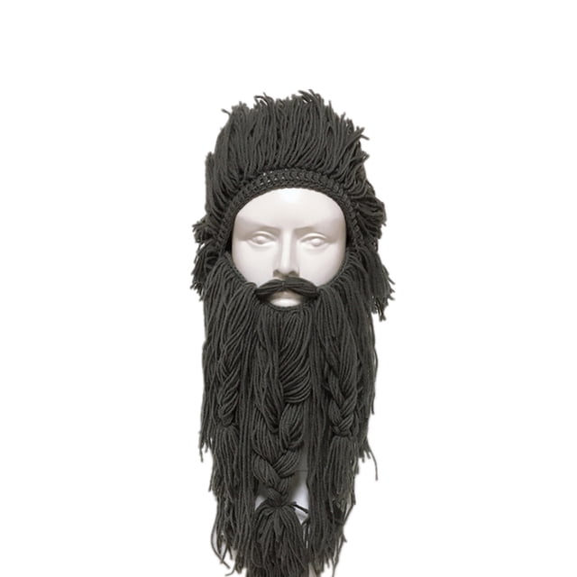 Sombrero vikingo con barba larga para adultos, gorro de hilo grueso