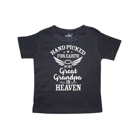 

Inktastic Handpicked for Earth By My Great Grandpa in Heaven Gift Toddler Boy or Toddler Girl T-Shirt