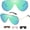 Green Mirrored, variant on Y2k Shield Sungalsses for Women & Men, UV400 Protection Rimless Aviator Shades with Box & Travel Case