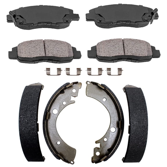 Detroit Axle - 4pc Brake Kit for 1996-2005 Honda Civic 1997-2000 Acura EL, Front Ceramic Brake Pads w/Hardware Rear Brakes Shoes 1997 1998 1999 2000 2001 2002 2003 2004 Replacement
