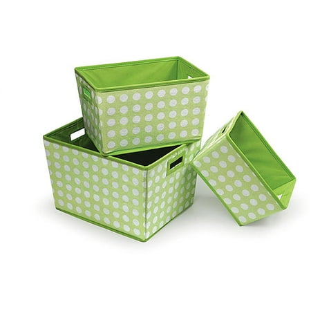Badger Basket - Nesting Trapezoid 3 Basket Set, Sage Polka Dots