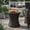 Brown1, variant on FFZ Kingstown Barrel Side Table with Woven Rattan and Iron Frame, 17.5 x 17.5 x 16.75 inch, Brown Multi