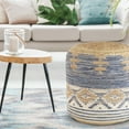 thumbnail image 7 of LR Home Sloane Round Natural/Navy Braided Geometric Indoor Pouf Ottoman , 18"H x 18"W, 7 of 7