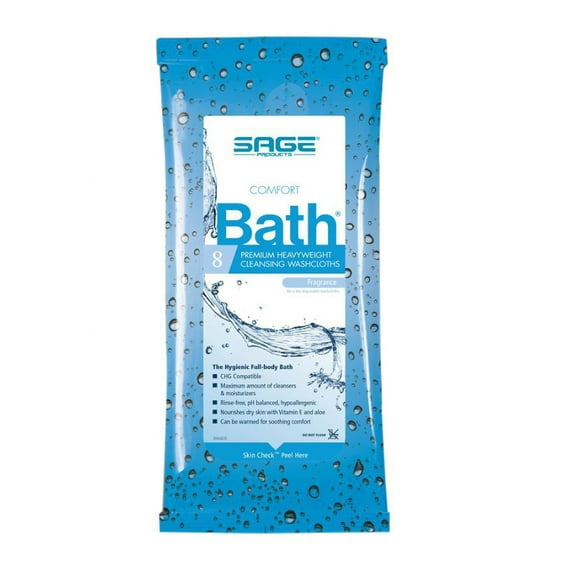 Comfort Bath Premium Heavyweight Bath Wipe Soft Pack Purified Water / Methylpropanediol / Glycerin / Aloe Scented 8 Count, 7900 - Case of 352