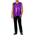 thumbnail image 2 of INSPIRE CHIC Metallic Tank Top for Men's Sleeveless Party Club Shining Vest 2XL Purple, 2 of 4