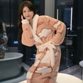 thumbnail image 3 of Bata con estampado de estrellas para mujer, ropa de dormir con cinturón, camisón de noche de invierno, pijama de manga larga, ropa de casa de lana cálida, ropa japonesa, 3 of 4