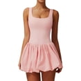 thumbnail image 1 of PISONIC Robe de Tennis et de Golf pour Femmes avec Soutien-Gorge Intégré, Short, Dos Nu, Encolure Carrée, Mini Jupe Bouffante, Robes Athlétiques avec Poches, 1 of 7