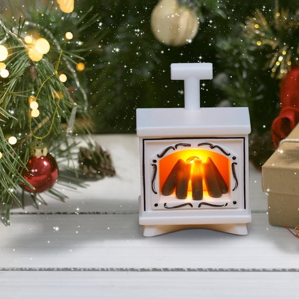 pstuiky Luz navideña LED con forma de viento, imitación de llama, pequeña luz nocturna con forma de chimenea.