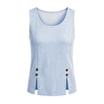 thumbnail image 5 of Women's Striped Round Neck Tank Tops With Side Button Slit Loose Fit Casual Pullover Tops For Daily Travel And Work, 5 of 6