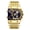 Gold Blue, variant on Men's Luxury Rectangle Quartz Watch, Large Dial, Luminous Display, Multi-Time Zone, Water Resistant, Stainless Steel Business Casual Wristwatch