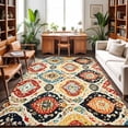 thumbnail image 2 of Bohemian Floral Rectangle Rug 3'x5' Abstract Moroccan Ethic Tribal Colored Floral Washable Area Rugs for Living Room Bedroom Entryway Non Slip&nbsp; Entrance Door Mat Indoor Floor Carpet, 2 of 9