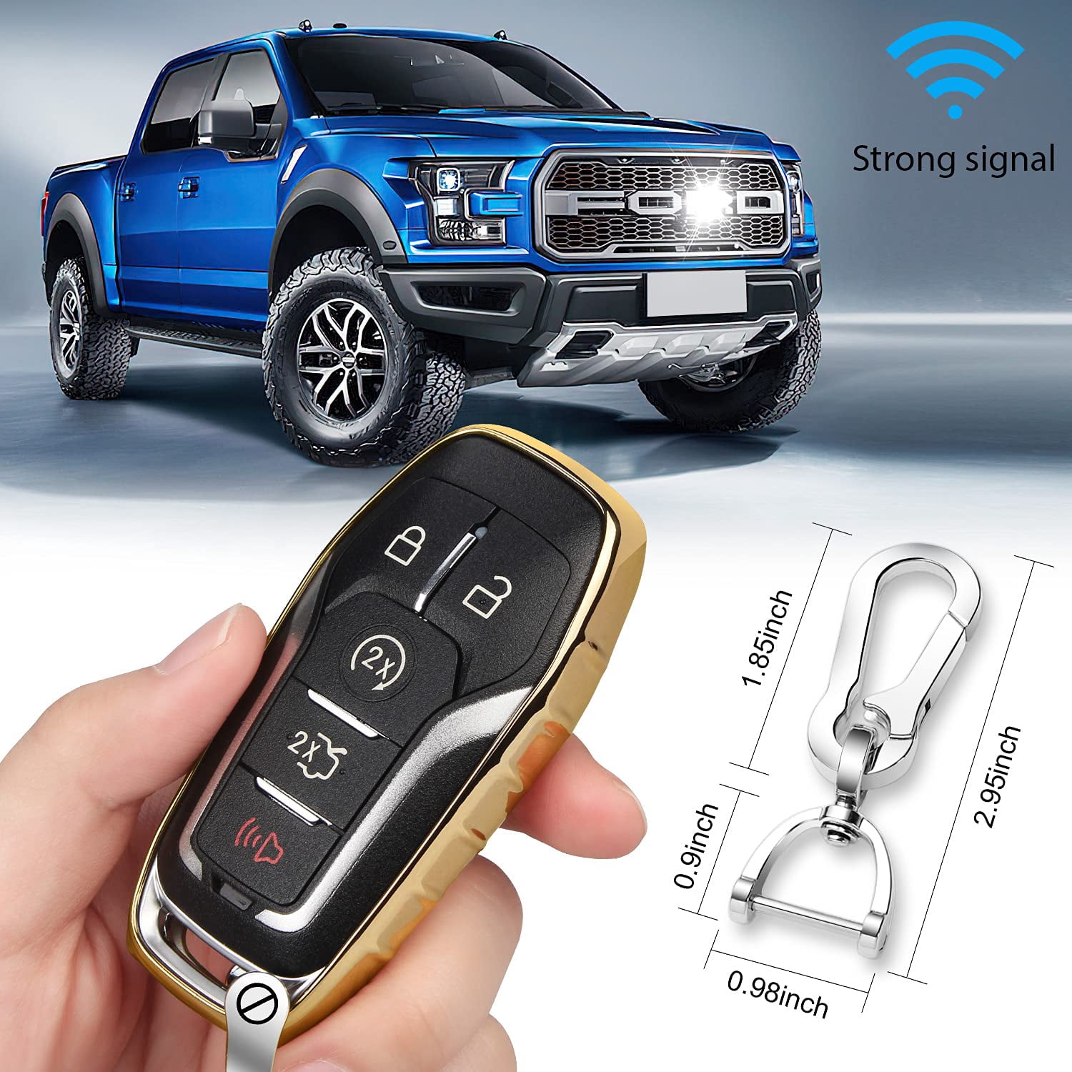 for Ford Key fob Cover,TPU Car Key Case Protector with Keychain Compatible with Ford Fusion F-150 Edge Explorer Mustang Lincoln MKZ MKC 2/3/4/5 Buttons Smart Key