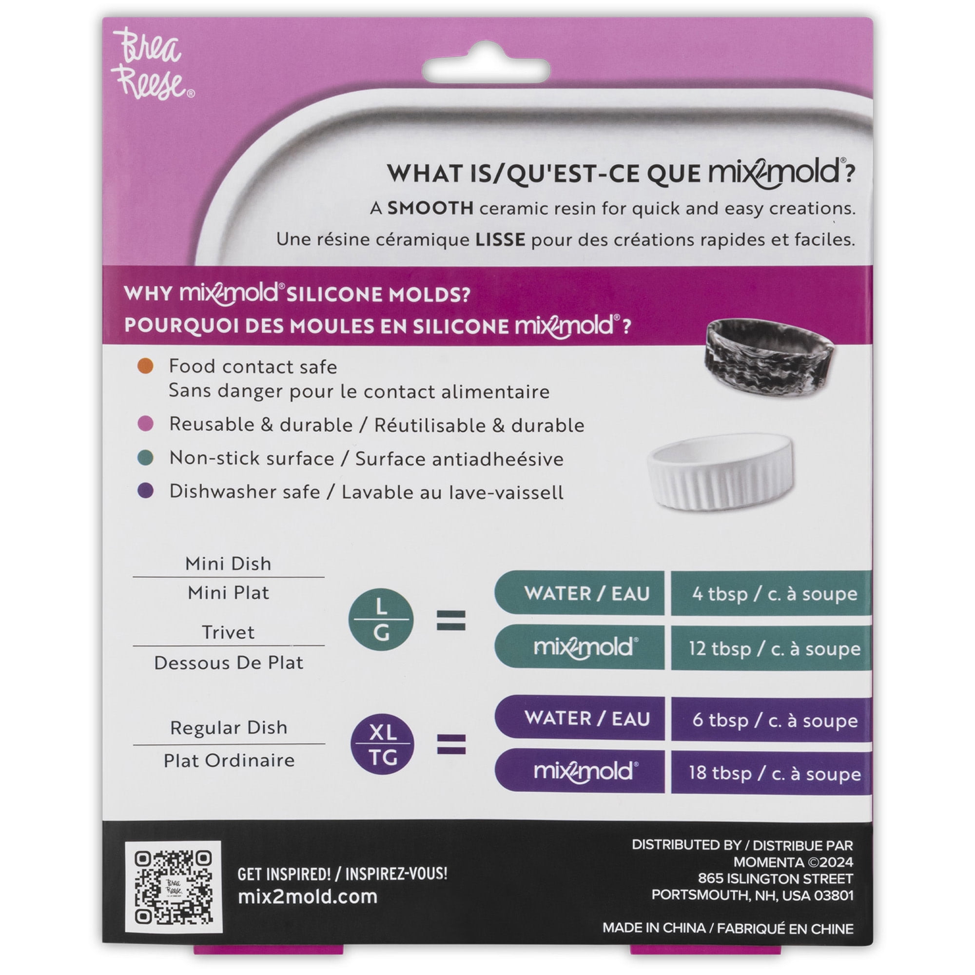 Brea Reese Mix2Mold: Molds Value Set - Kitchen 3pc - Silicone-Durable-Reusable, Non-Stick, For Resin Craft Projects, DIY Trivet, Ramekin & Snack Dish