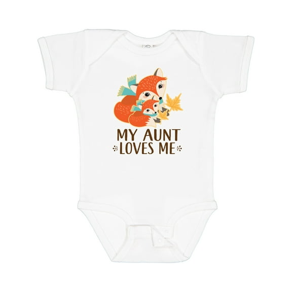 Inktastic Aunt Loves Me Woodland Fox Boys or Girls Baby Bodysuit