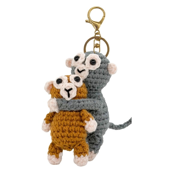 fuxzkrlz Crochet Monkey Keychain Handmade Knitted Cute Charm for Backpack Purse Keys Emotional Support Gift for Family Friends