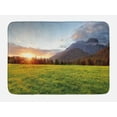 thumbnail image 1 of Rural Bath Mat, Nature Landscape Image of Sunrise Over Meadow and Snowy Mountains at Slovakia, Plush Bathroom Decor Mat with Non Slip Backing, 29.5" X 17.5", Multicolor, by Ambesonne, 1 of 2