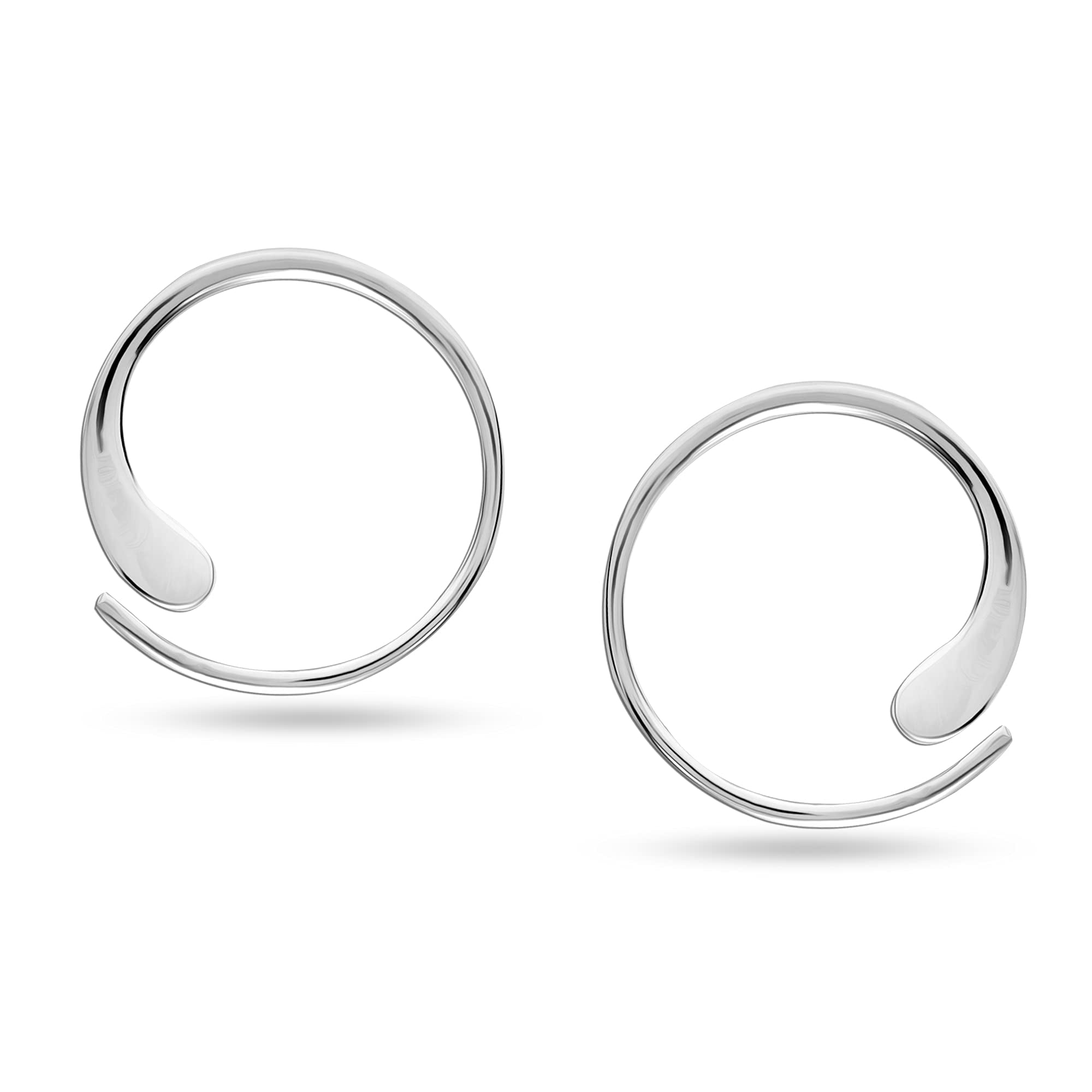 LeCalla 925 Sterling Silver Wire Threader Earrings Hypoallergenic Jewelry Gifts for Women and Teen 20MM