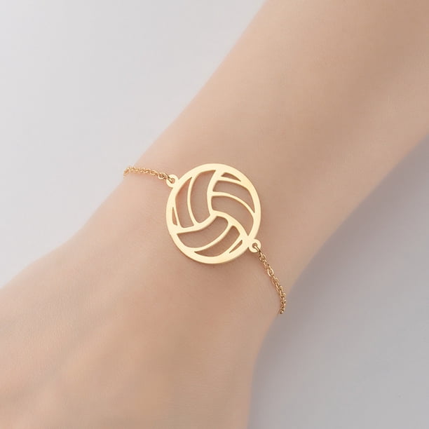 Nueva serie de accesorios deportivos, pulsera de diseño geométrico redondo hueco con motivos de voleibol y fútbol