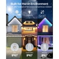 thumbnail image 2 of ASAHOM 100FT AI Permanent Outdoor Lights with 72  RGBCW LEDs and Dual Output, 30,000 Lighting Effects, IP67 Waterproof for Outdoor Decor and Daily Lighting, White, 2 of 9