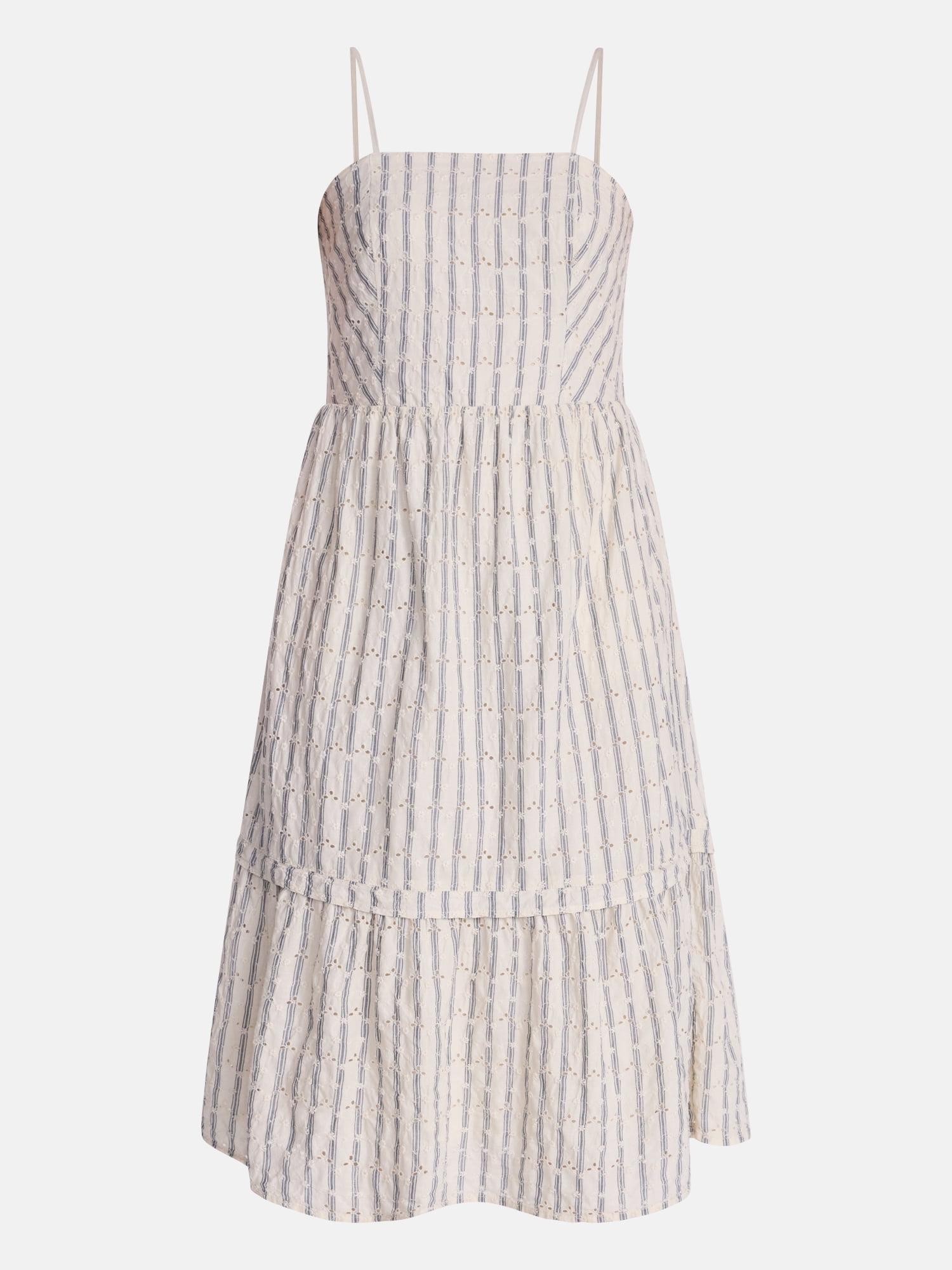 Time and Tru Women's Sleeveless Eyelet Cotton Midi Dress, Sizes XS-XXXL