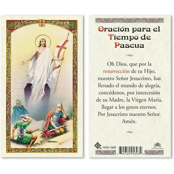 Resurrection ST Gregory's Easter Laminated Prayer Card 2-Sided Holy Cards - Pack of 25 (Spanish)