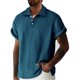 thumbnail image 1 of Blusa y camisa de manga corta con cuello vuelto para hombre, informal, a la moda, con botones, lisa, de poliéster., 1 of 7