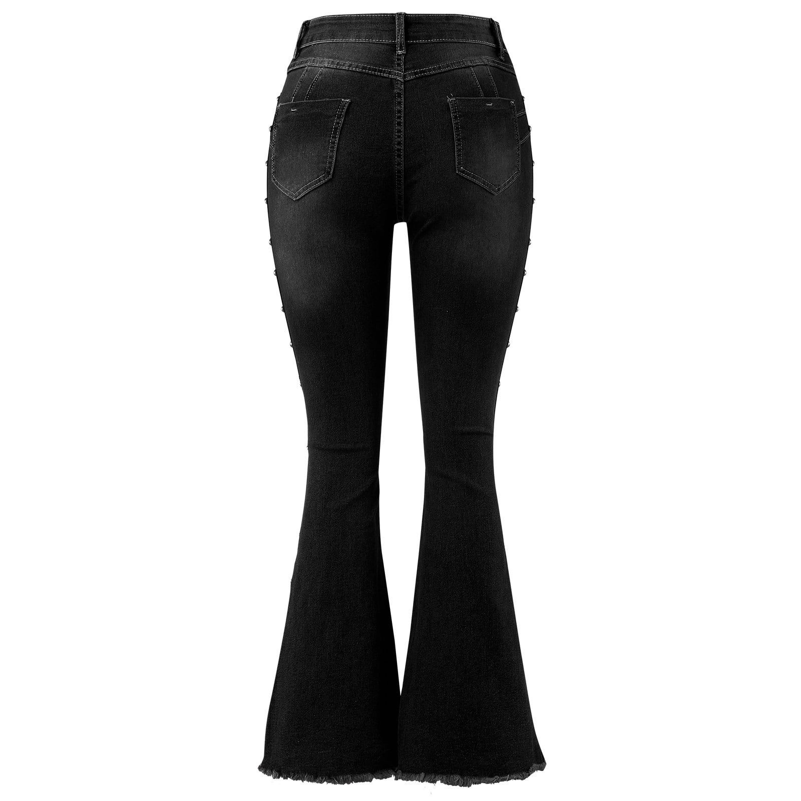 High Waisted Flared Trousers in Black Crepe Ready To Ship  Black school  trousers, High waisted flares, Flare trousers