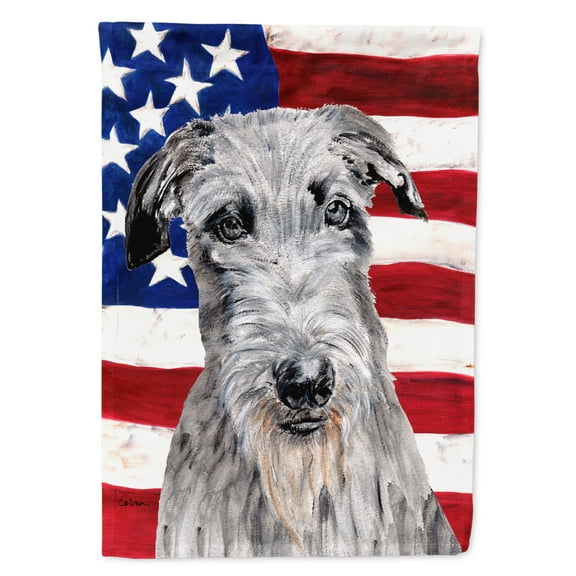 Carolines Treasures SC9634CHF Scottish Deerhound with American Flag USA Flag Canvas House Size  Large multicolor