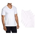 thumbnail image 1 of 4 Pack of Men's 100% Cotton V-Neck T-Shirts, White, Small, 1 of 3