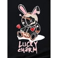 thumbnail image 4 of Poupée Noire Mignonne Lapin Rouge Petite Rose Imprimé Lettre d'Amour Mode Décontractée T-shirt à Manches Courtes Col Rond pour Femmes, 4 of 7