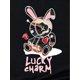 thumbnail image 4 of Black Cute Doll Rabbit Red Small Rose Love Letter Print Fashion Casual Women's Round Neck Short Sleeve T-shirt, 4 of 7