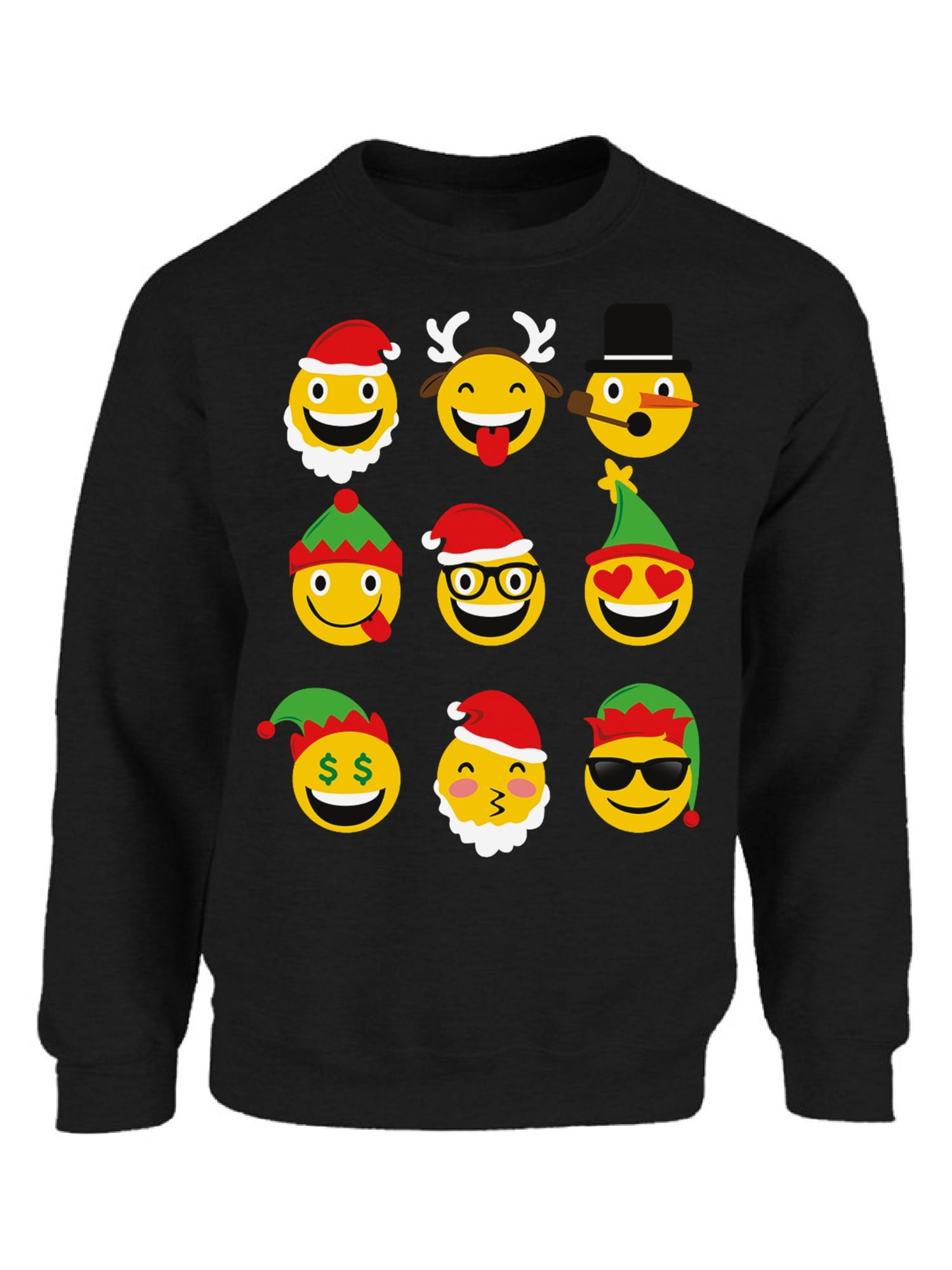 Mezee - Mezee Christmas Emoji Sweatshirt Funny Santa Emoji Sweater Emoji Ugly Christmas Sweater 