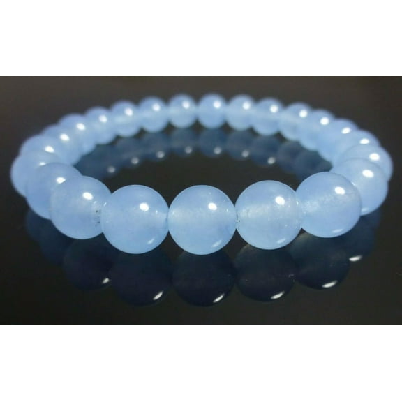 K-KED Blue Chalcedony bracelet 8mm Jade Bead Bracelet Natural Stone Jewellery