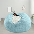 thumbnail image 3 of Christmas Gift Ideas New 1pc Chair Cover Large Circular SoftFluffy Comfortable Velvet Sofa Cover for Living Room Bedroom Office Home Decoration ONLYCover NO FILLER 180cmx90cm, Sky Blue, 3 of 5